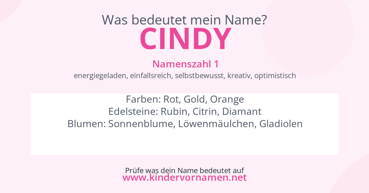 Was bedeutet der Name Cindy?