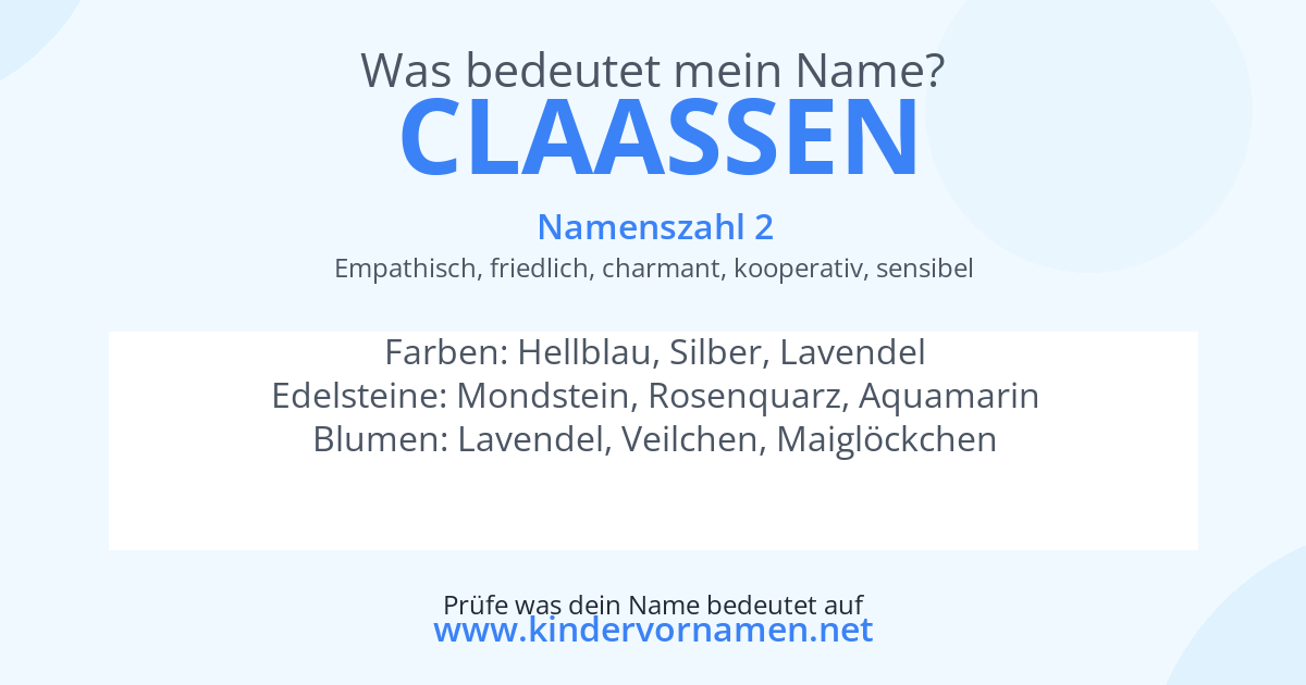 Was bedeutet der Name Claassen?