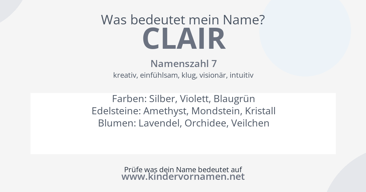Was bedeutet der Name Clair?