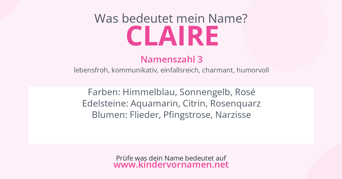 Was bedeutet der Name Claire?
