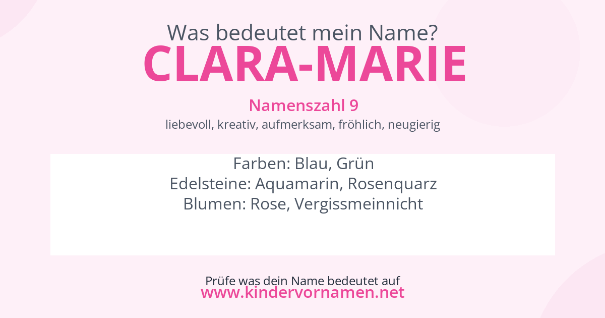 Was bedeutet der Name Clara-Marie?