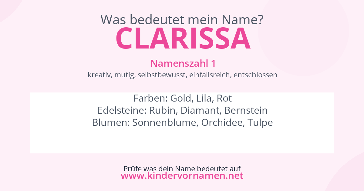 Was bedeutet der Name Clarissa?