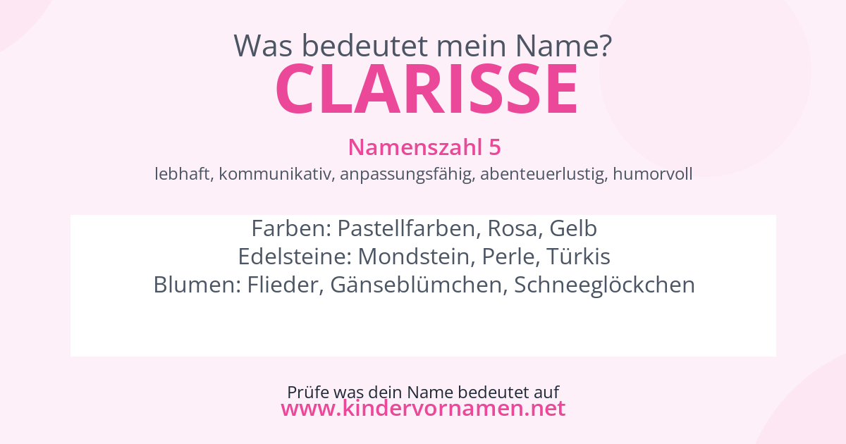 Was bedeutet der Name Clarisse?