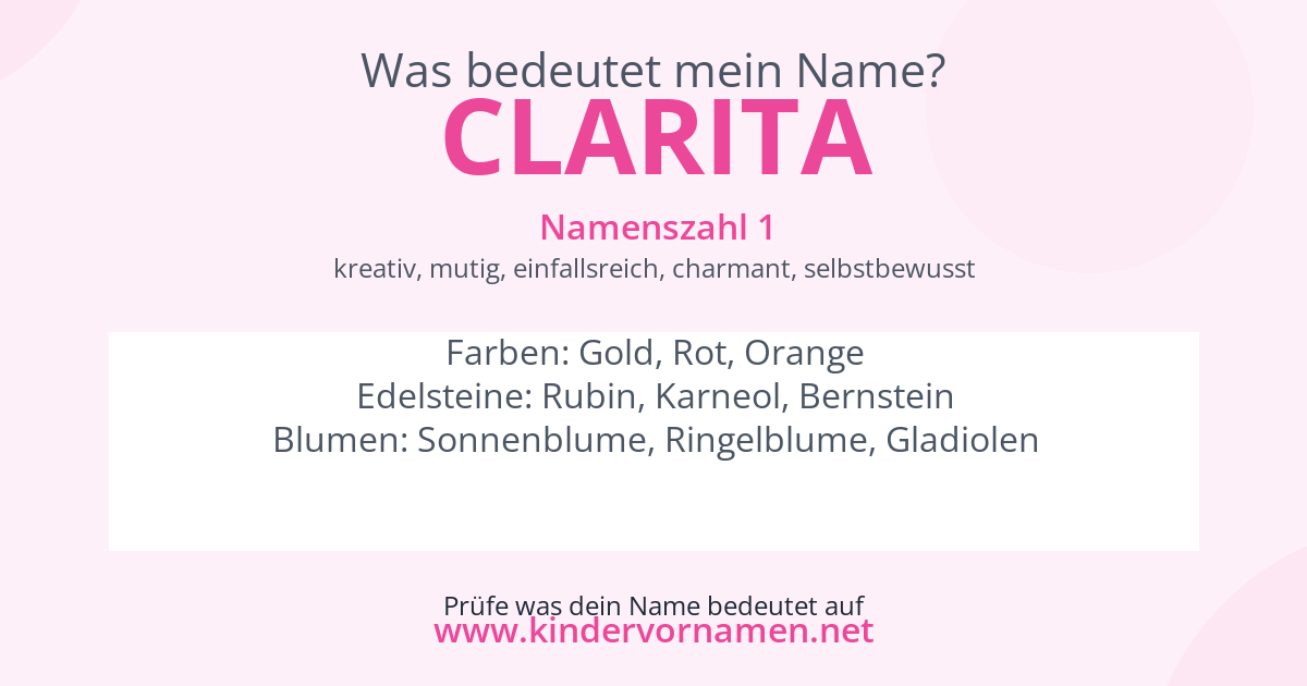 Was bedeutet der Name Clarita?