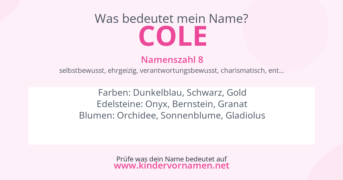 Was bedeutet der Name Cole?