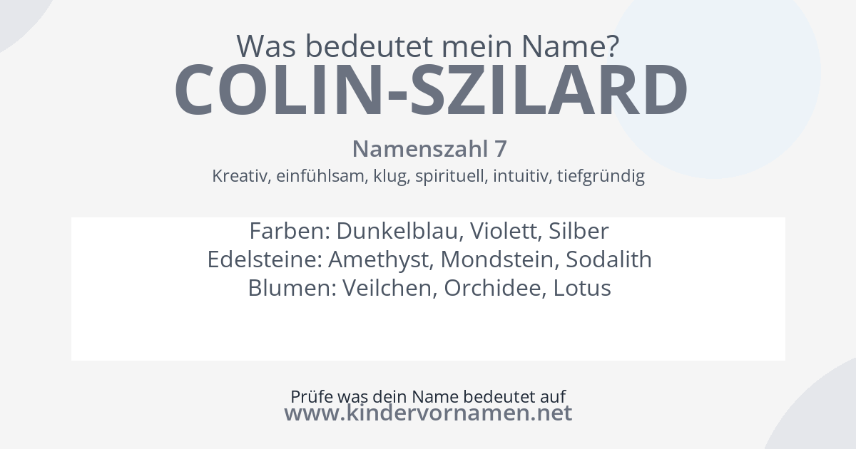 Was bedeutet der Name Colin-Szilard?