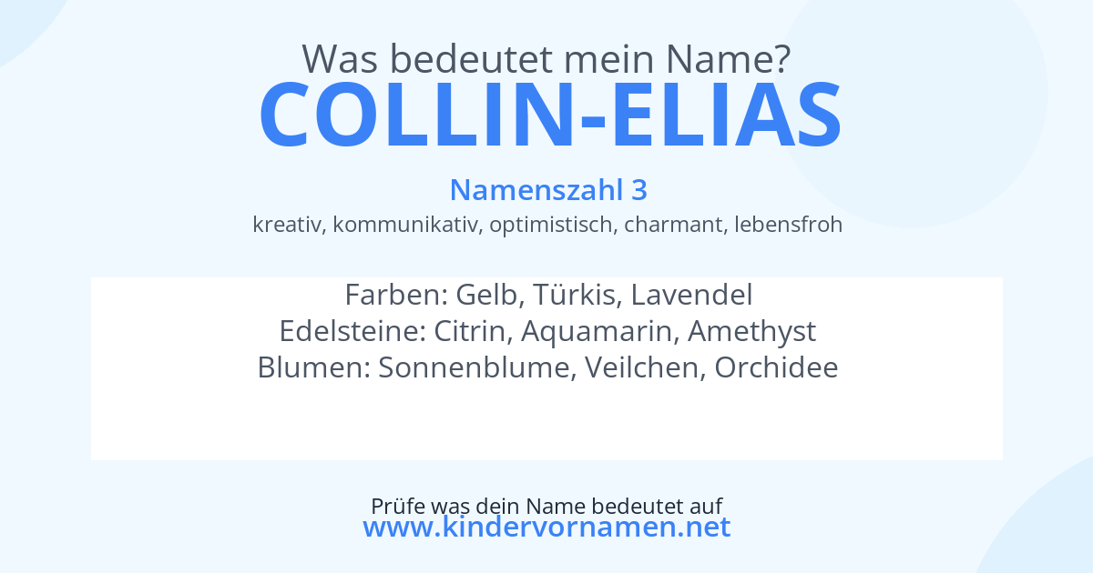 Was bedeutet der Name Collin-Elias?
