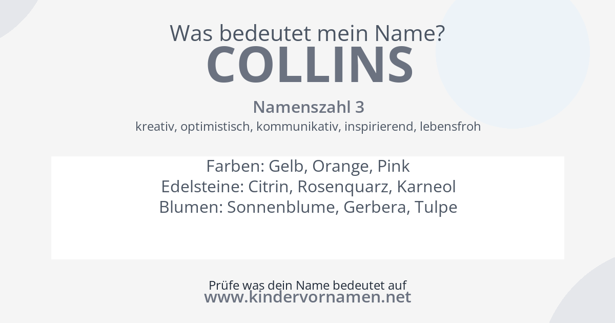 Was bedeutet der Name Collins?