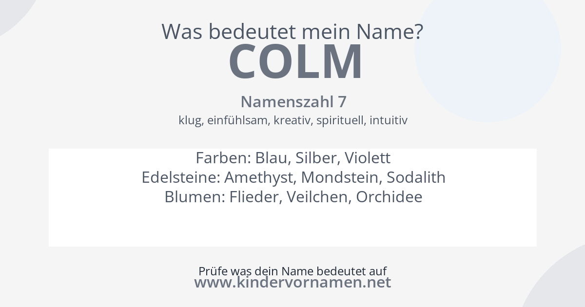 Was bedeutet der Name Colm?