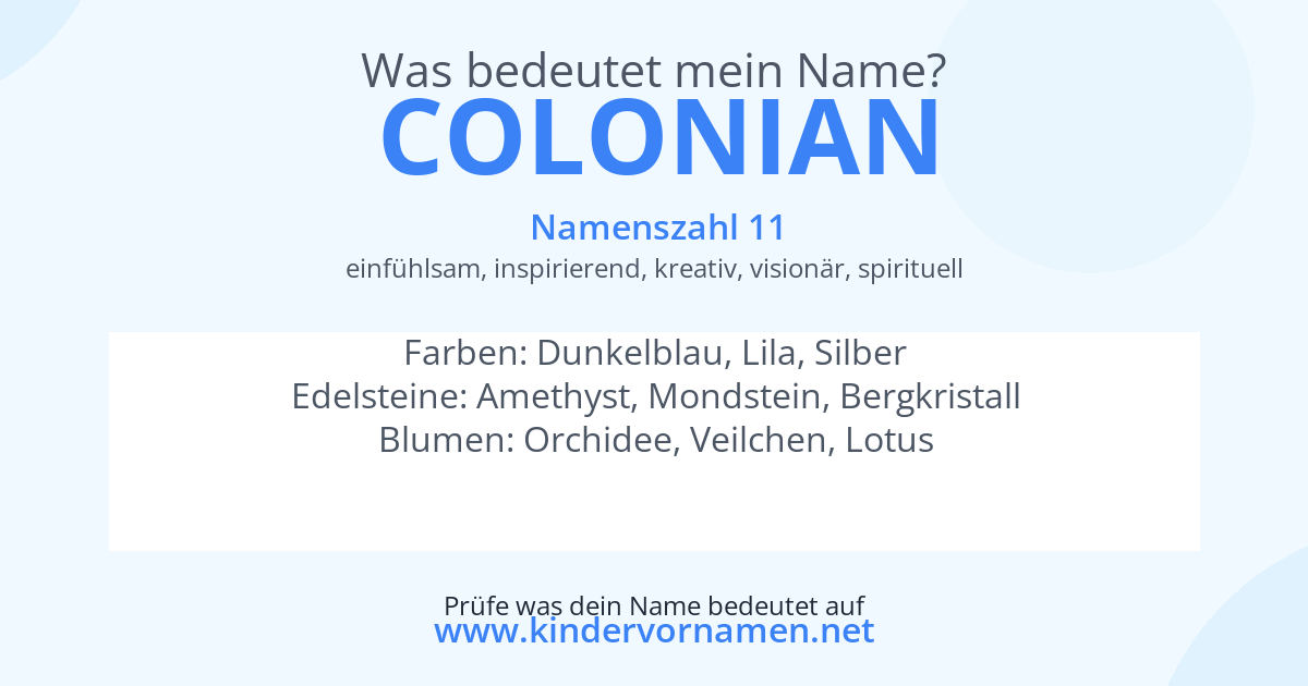 Was bedeutet der Name Colonian?