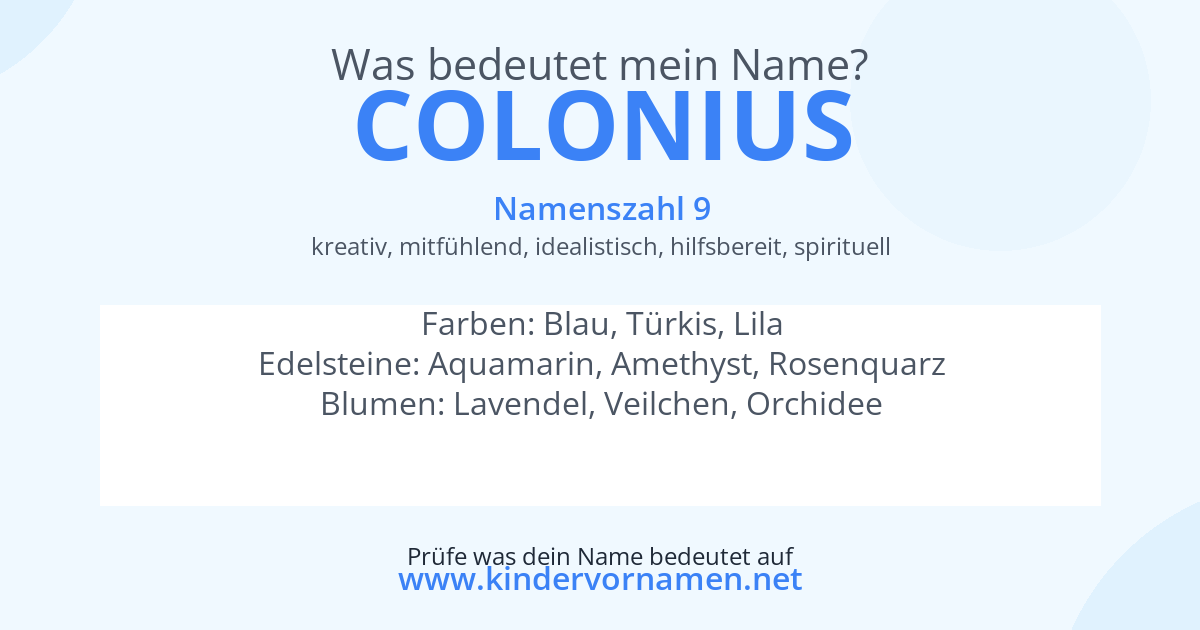 Was bedeutet der Name Colonius?