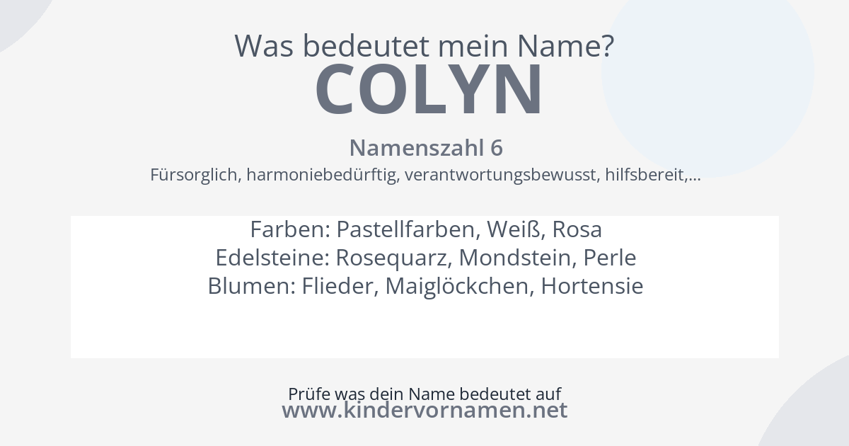 Was bedeutet der Name Colyn?
