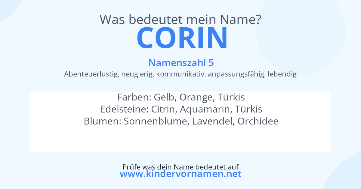 Was bedeutet der Name Corin?