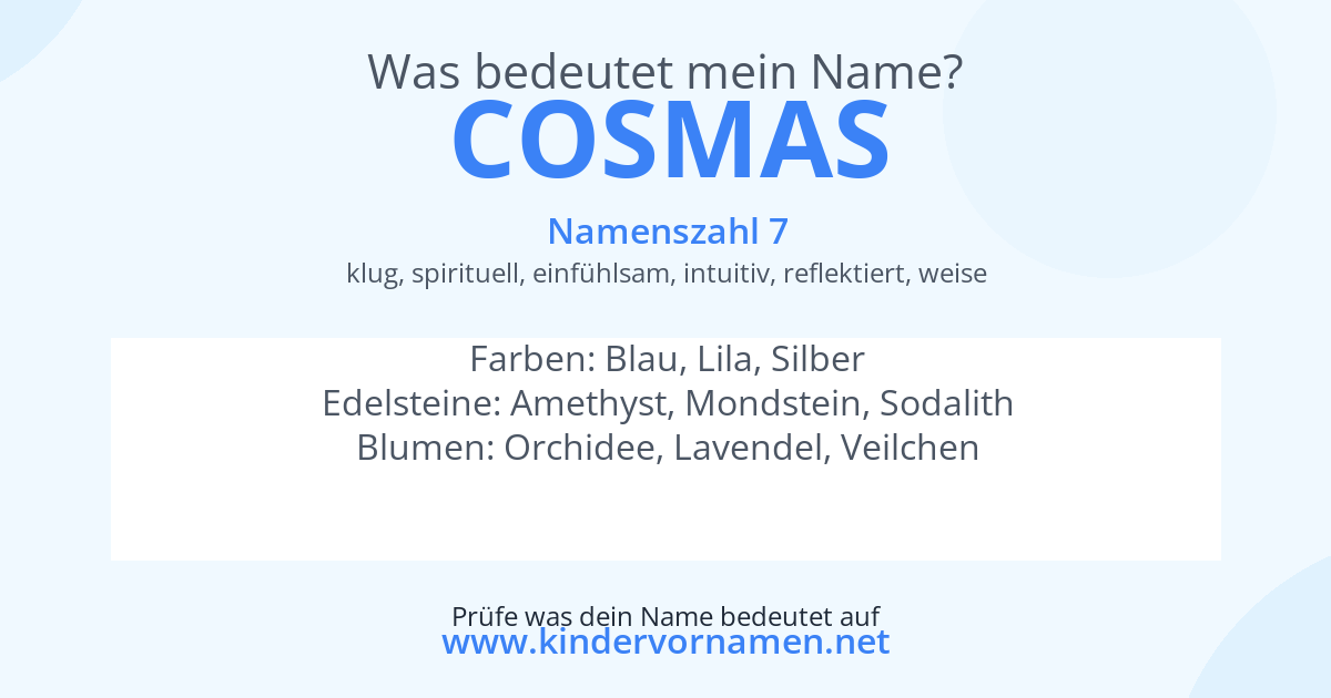 Was bedeutet der Name Cosmas?