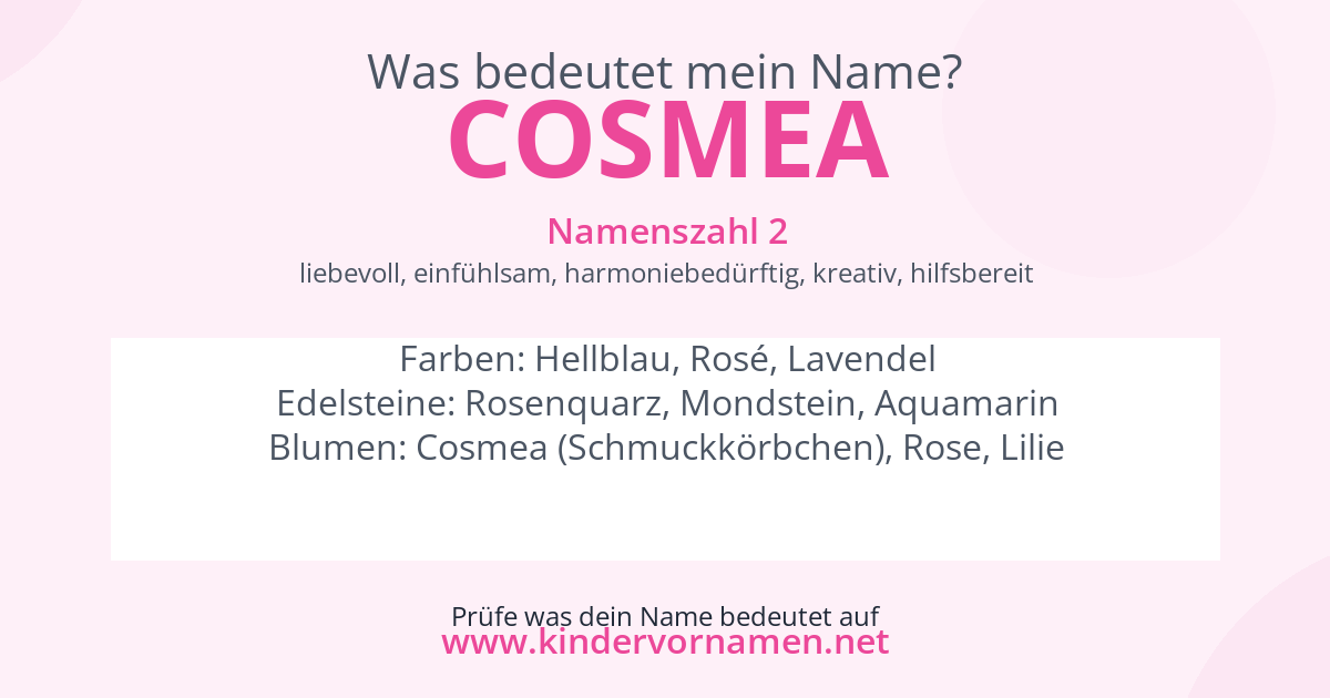 Was bedeutet der Name Cosmea?