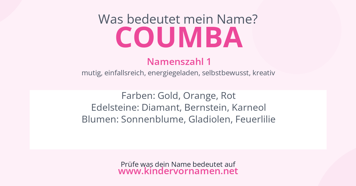 Was bedeutet der Name Coumba?