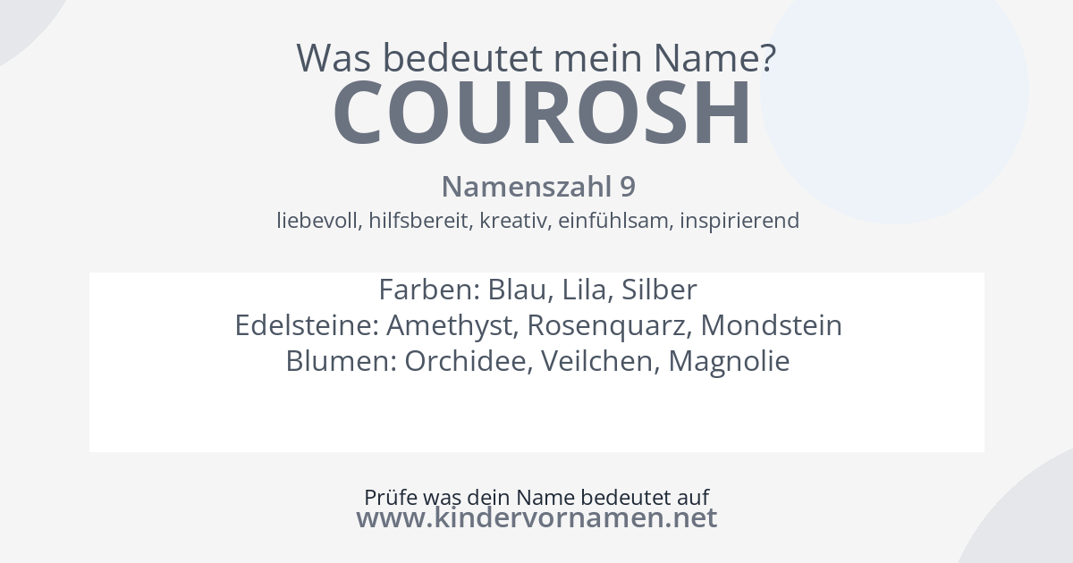 Was bedeutet der Name Courosh?
