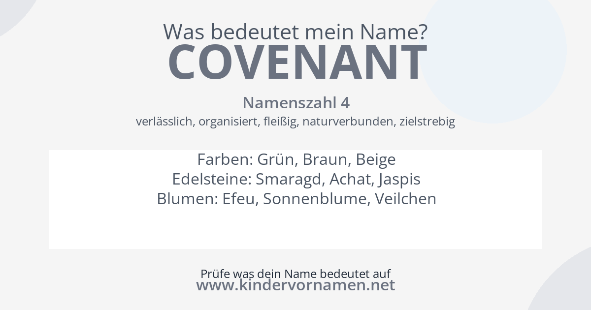 Was bedeutet der Name Covenant?