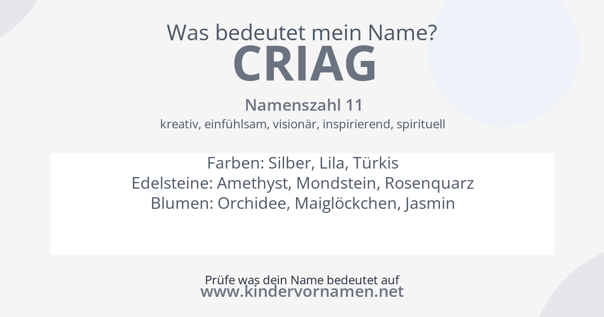 Was bedeutet der Name Criag?