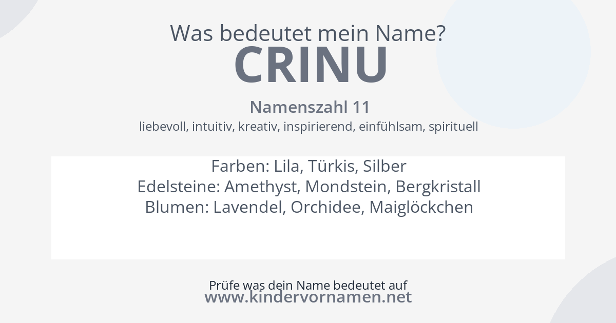 Was bedeutet der Name Crinu?