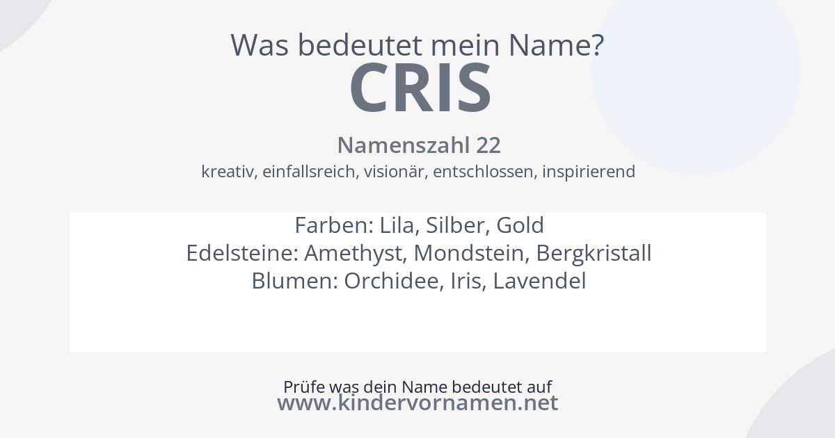 Was bedeutet der Name Cris?
