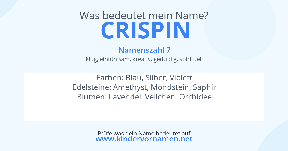 Was bedeutet der Name Crispin?