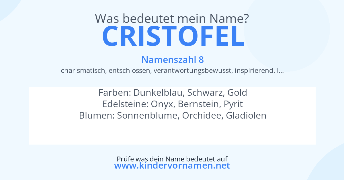 Was bedeutet der Name Cristofel?