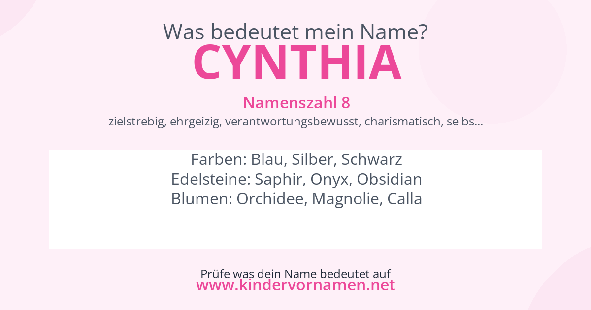 Was bedeutet der Name Cynthia?