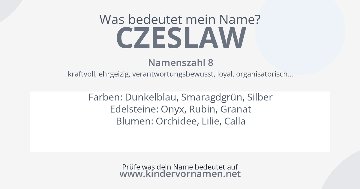 Was bedeutet der Name Czeslaw?