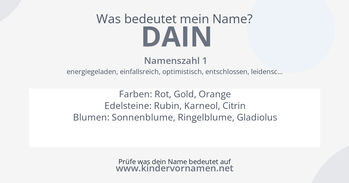 Was bedeutet der Name Dain?