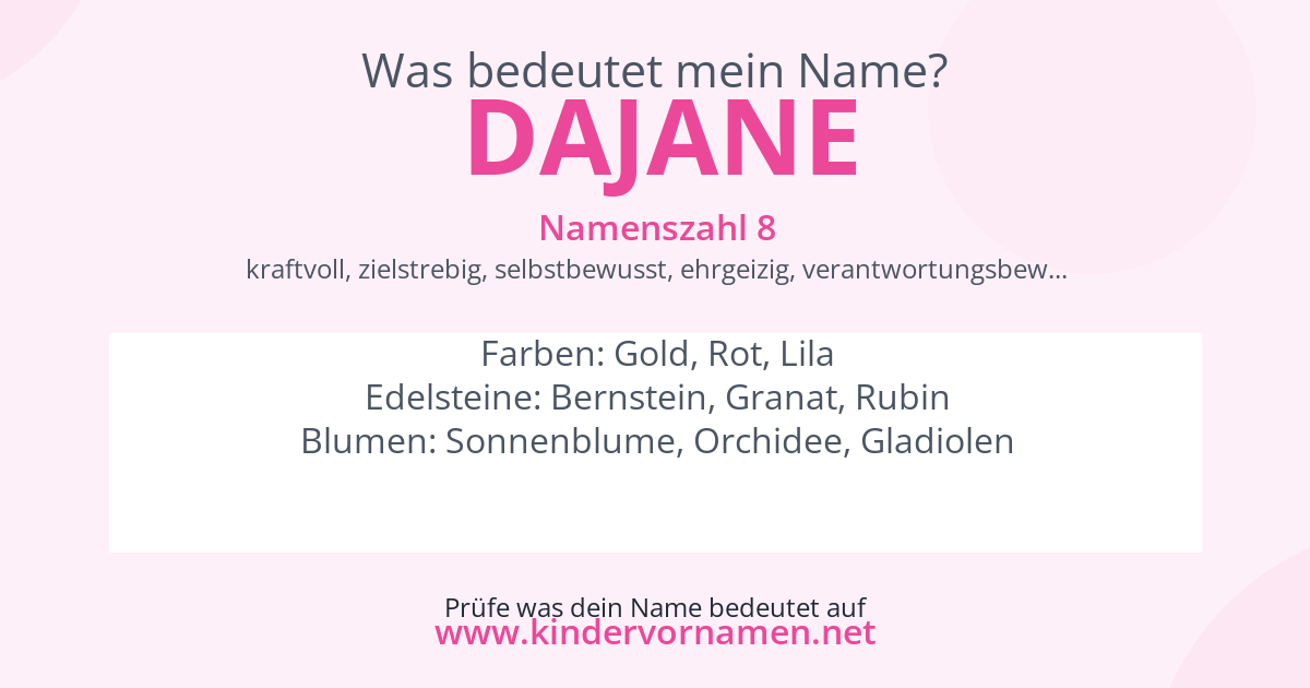Was bedeutet der Name Dajane?