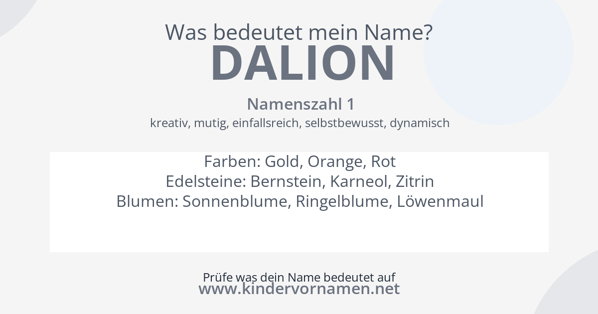 Was bedeutet der Name Dalion?