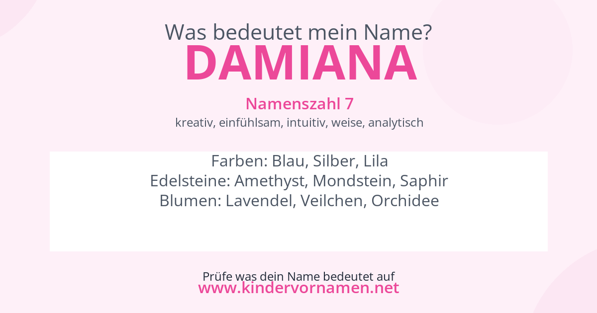Was bedeutet der Name Damiana?