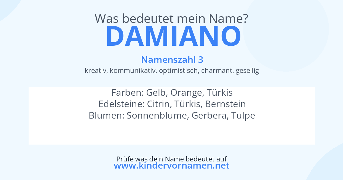 Was bedeutet der Name Damiano?