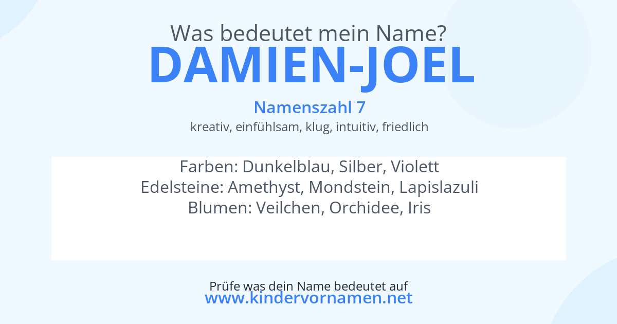 Was bedeutet der Name Damien-Joel?