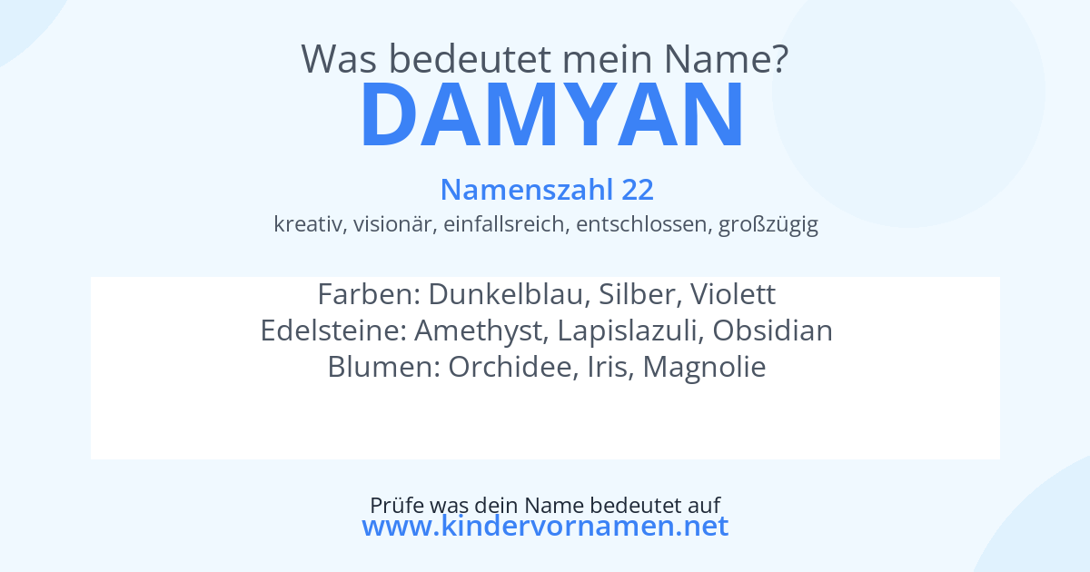 Was bedeutet der Name Damyan?
