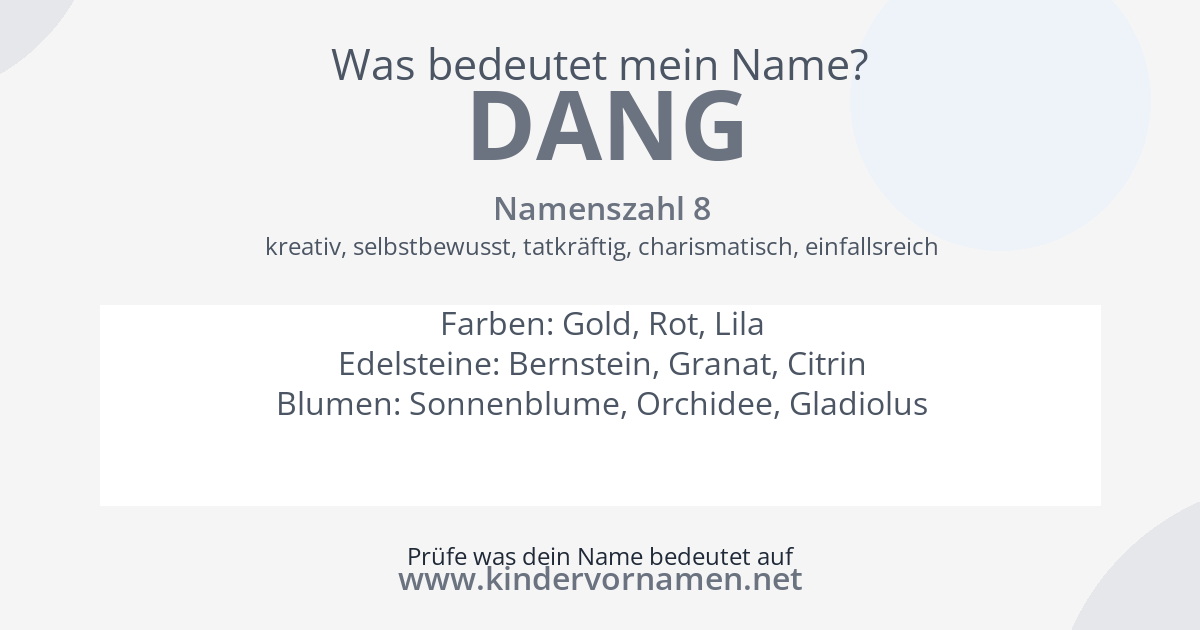 Was bedeutet der Name Dang?