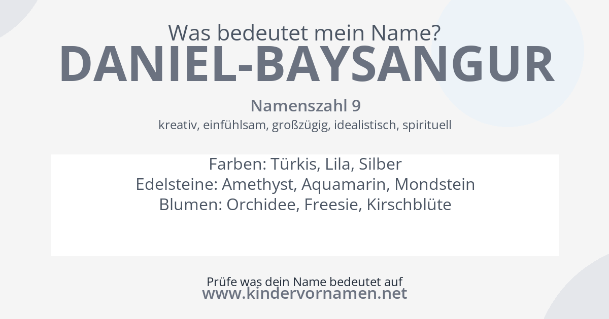 Was bedeutet der Name Daniel-Baysangur?