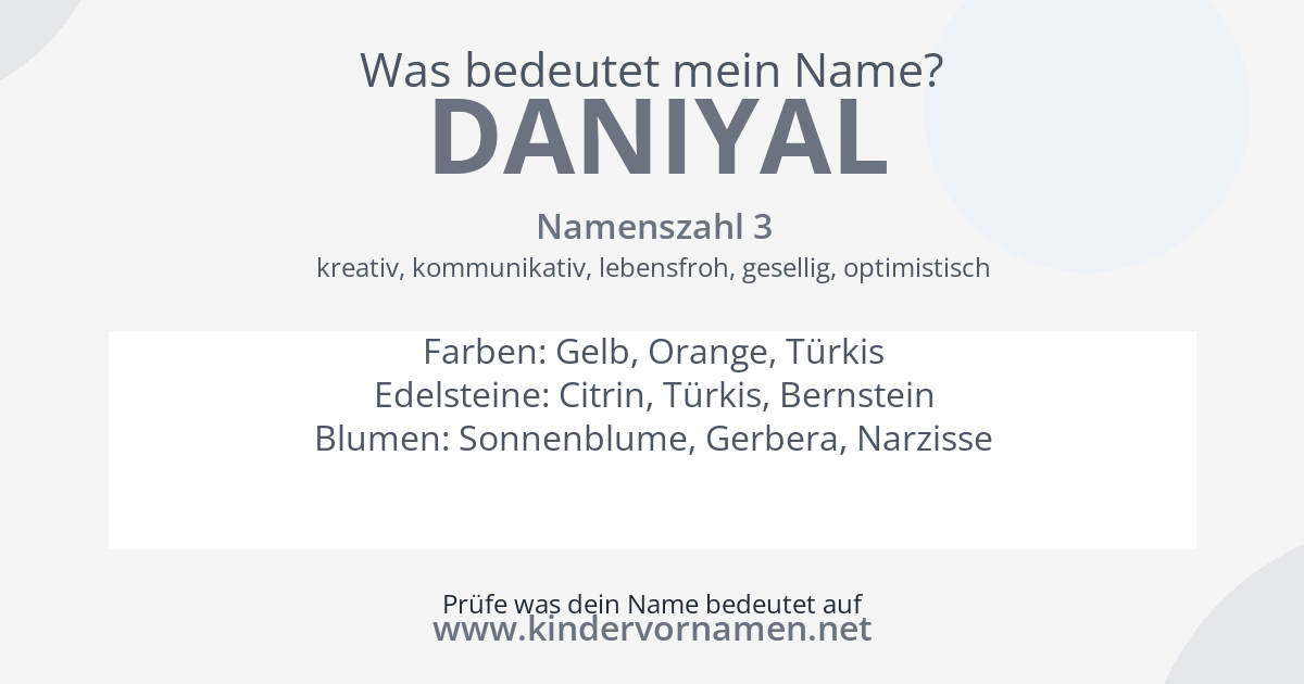 Was bedeutet der Name Daniyal?