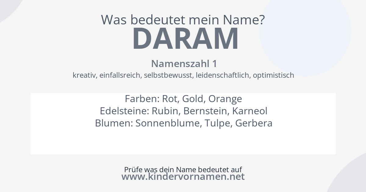Was bedeutet der Name Daram?