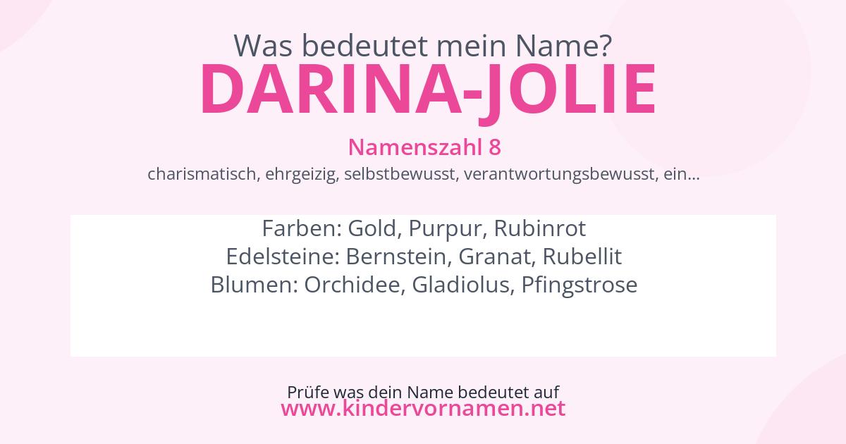 Was bedeutet der Name Darina-Jolie?