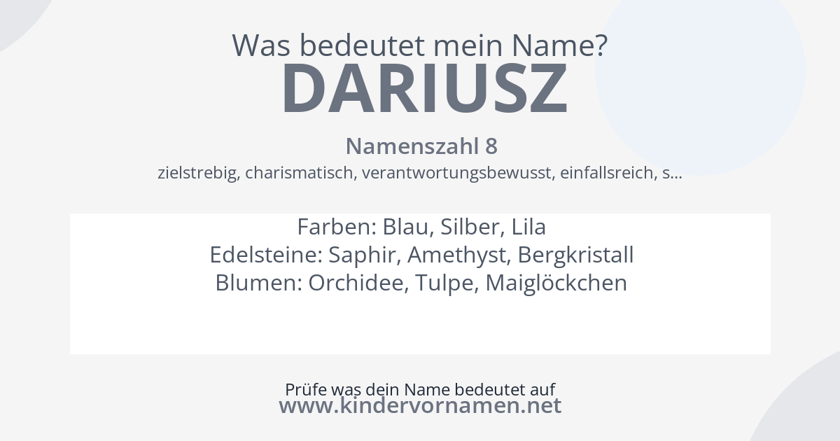 Was bedeutet der Name Dariusz?