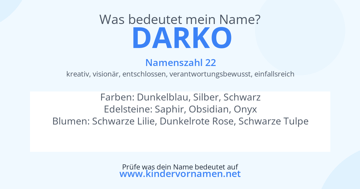 Was bedeutet der Name Darko?