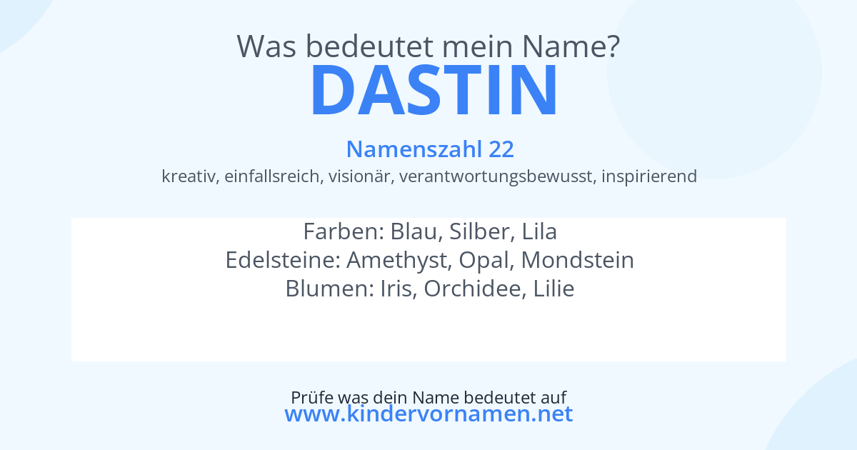 Was bedeutet der Name Dastin?