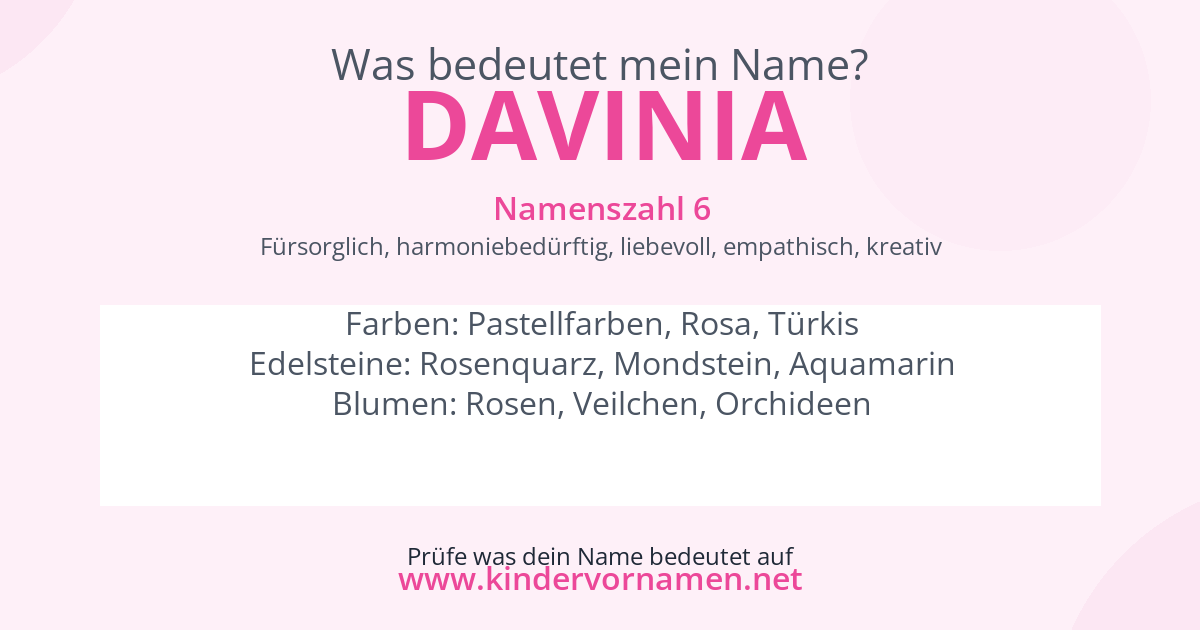 Was bedeutet der Name Davinia?