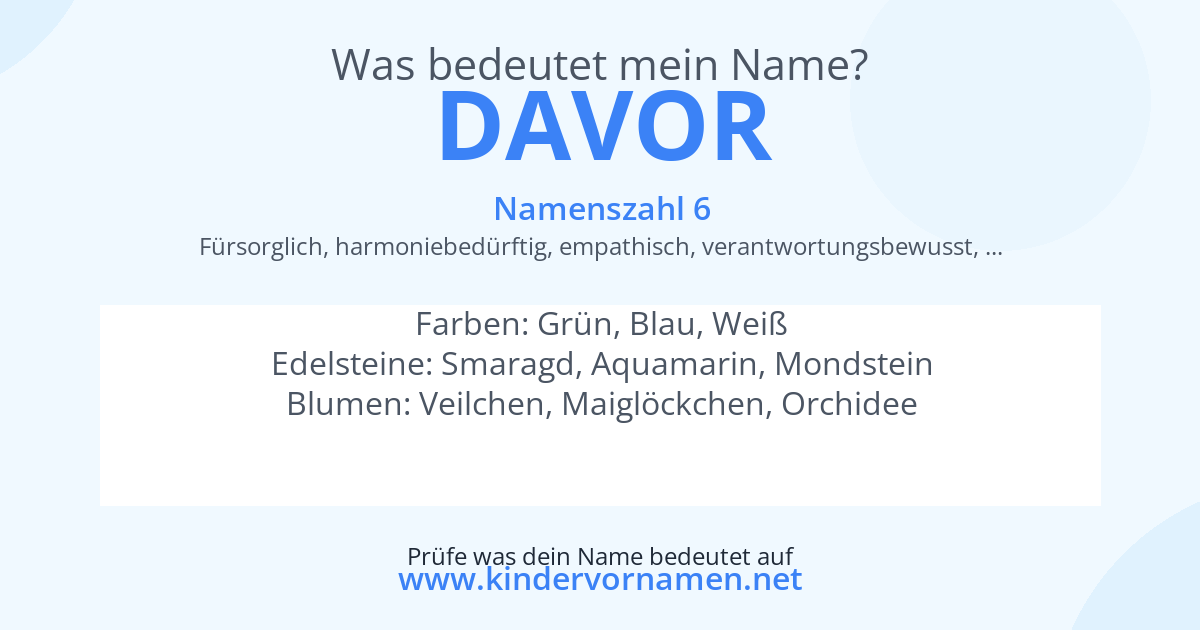 Was bedeutet der Name Davor?