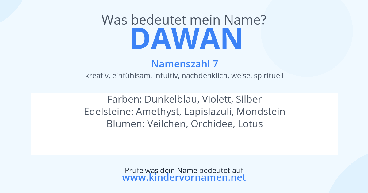 Was bedeutet der Name Dawan?