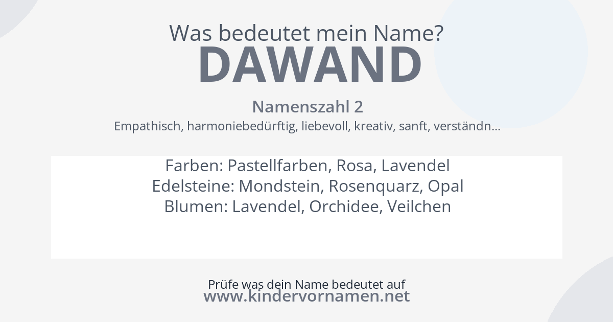 Was bedeutet der Name Dawand?