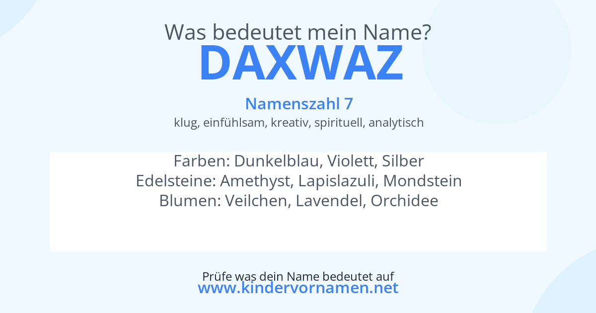 Was bedeutet der Name Daxwaz?
