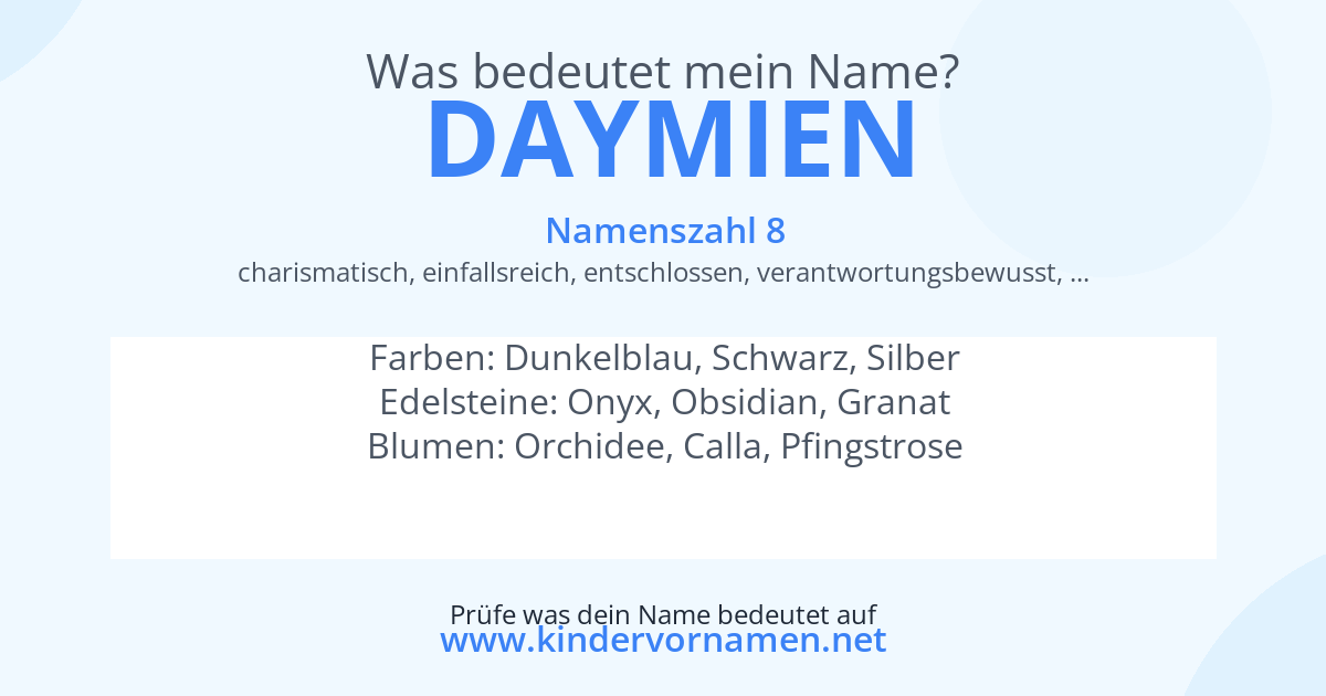 Was bedeutet der Name Daymien?